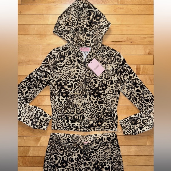 NWT JUICY COUTURE animal print small bling Velour Tracksuit  Set -Ocelot - Picture 13 of 16